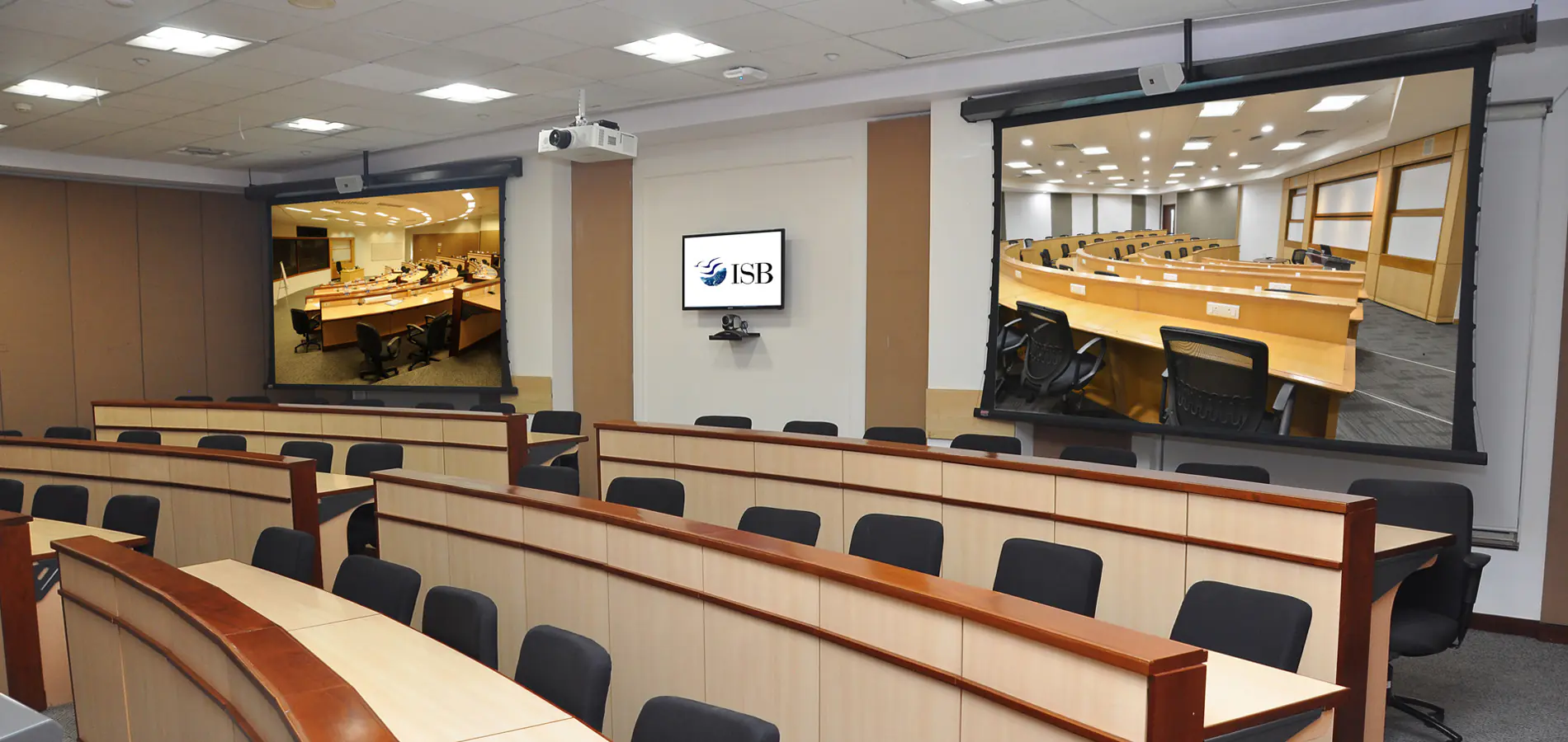 Rear view of AC-4 Mini Lecture Theatre (MLT), ISB, Hyderabad campus