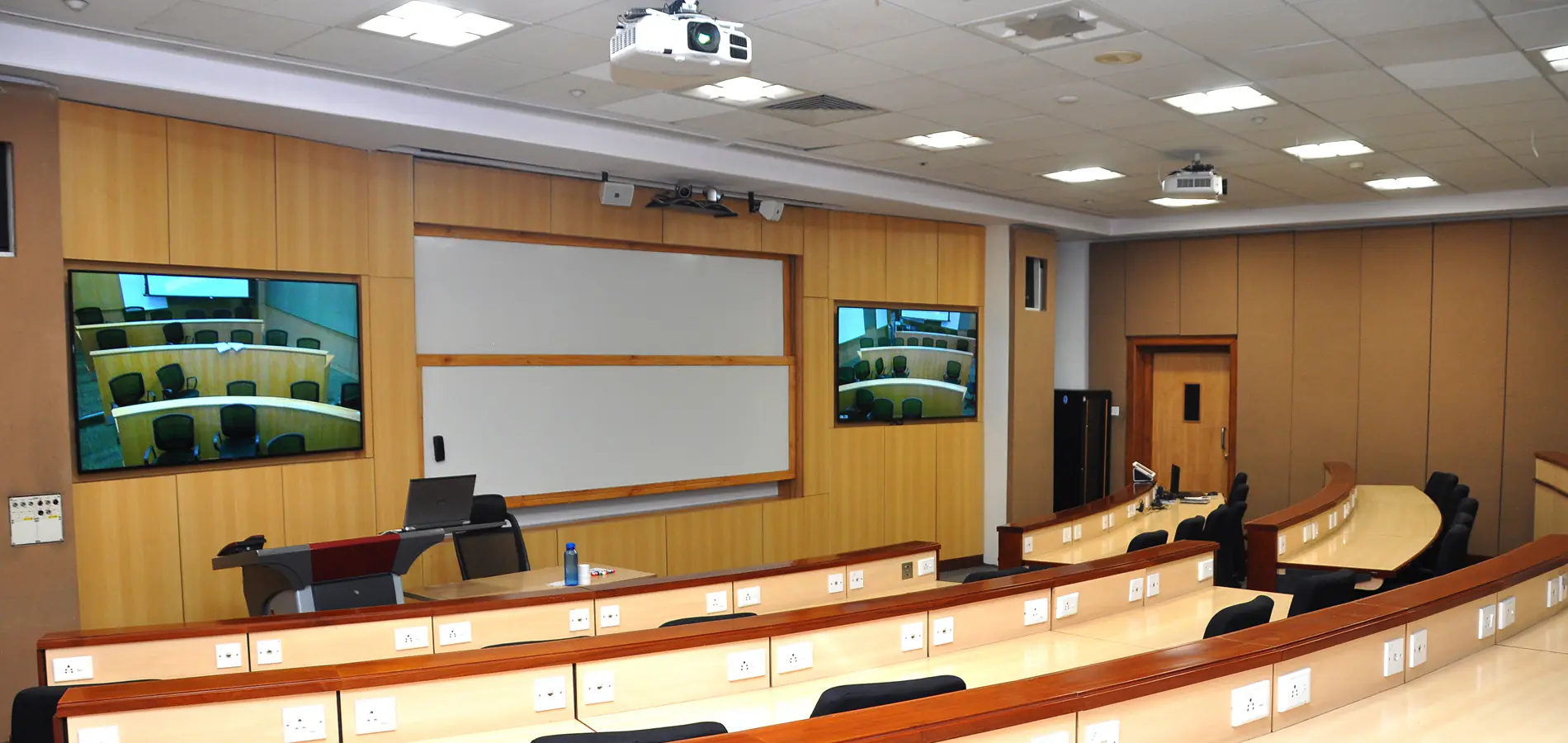 Front view of AC-4 Mini Lecture Theatre (MLT), ISB, Hyderabad campus