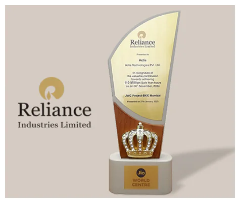 Home 29 2025Actis received RIL recognition for 110M safe man-hours at Jio World Centre.