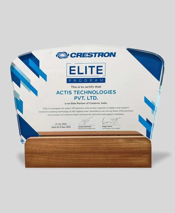 Team Awards 9 Actis re-certified as Crestron Elite Partner in 2025