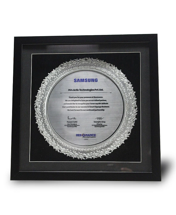 Team Awards 48 Samsung - Actis Technologies as a valued partner in the Smart Signage segment - 2018